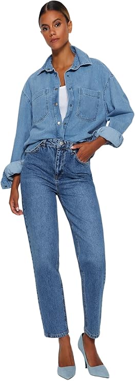 Women's Jeans Straight Mama High Waist Jeans