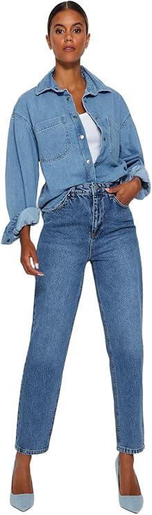 Women's Jeans Straight Mama High Waist Jeans